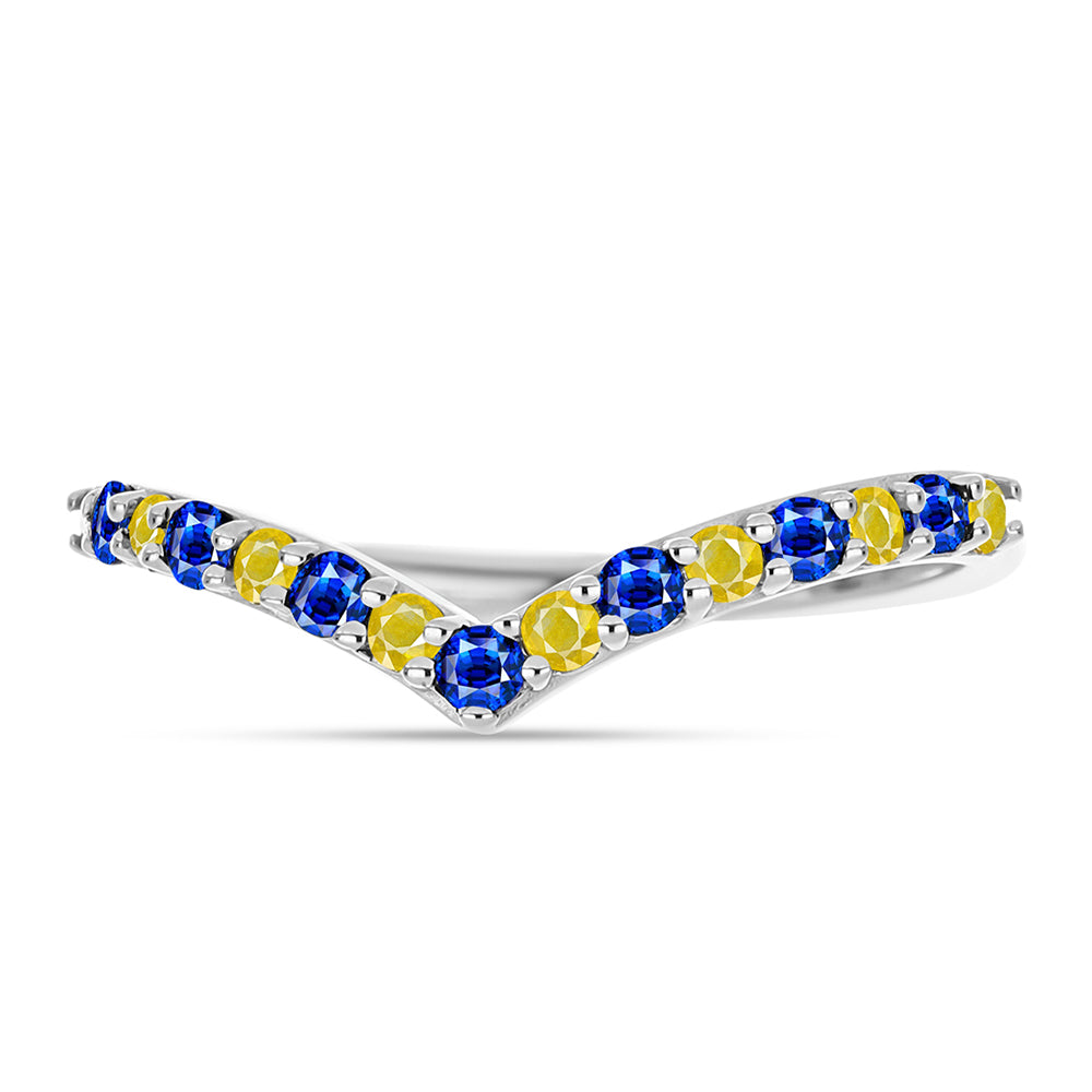 Anillo de Plata con Zafiro Amarillo y Zafiro azul Australiano 1 