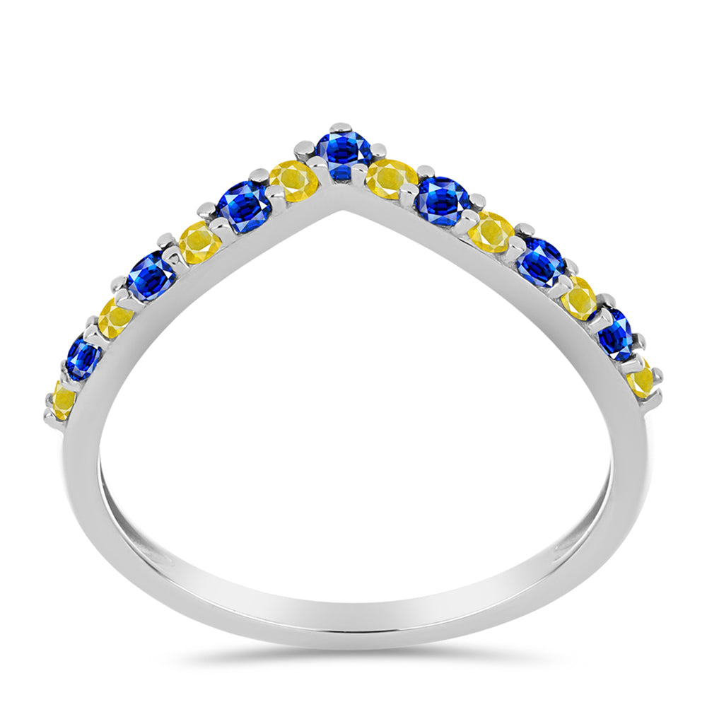 Anillo de Plata con Zafiro Amarillo y Zafiro azul Australiano