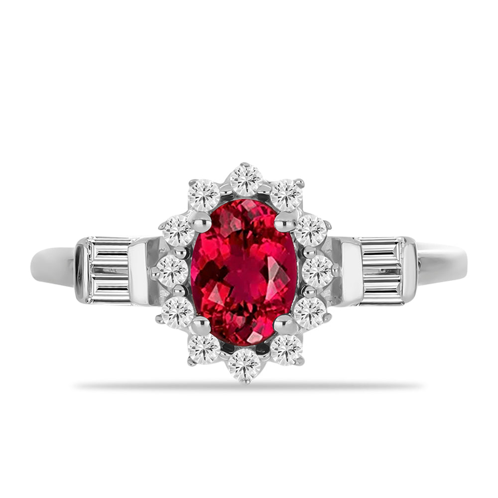 Anillo de Plata con Rubelita de Cruzeiro y Zircón Blanco 1 