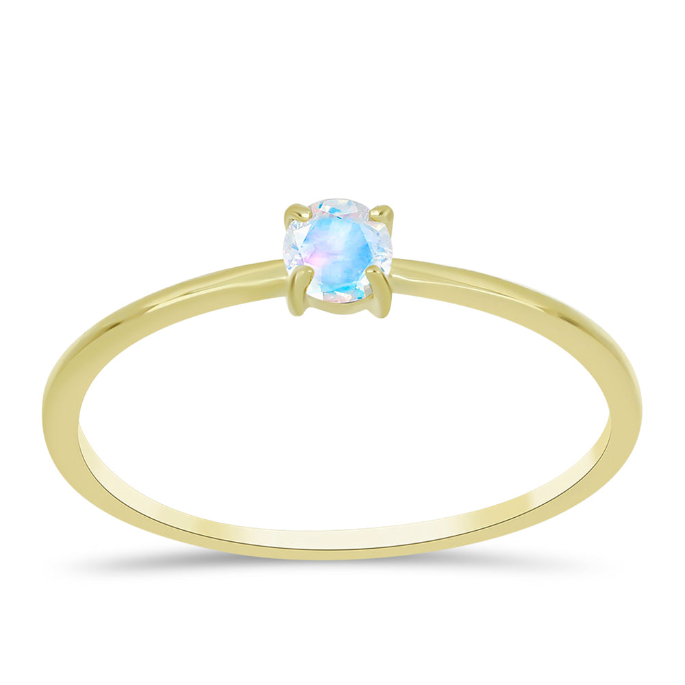 Anillo de Plata Bañada en Oro con Piedra Lunar Arco Iris