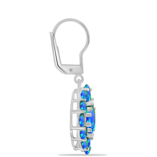 Pendientes de Plata con Cuarzo Pavo Real y Topacio Blanco