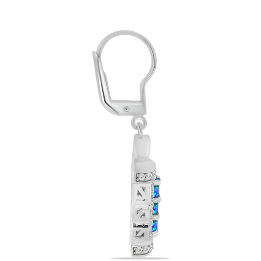 Pendientes de Plata con Cuarzo Pavo Real y Topacio Blanco