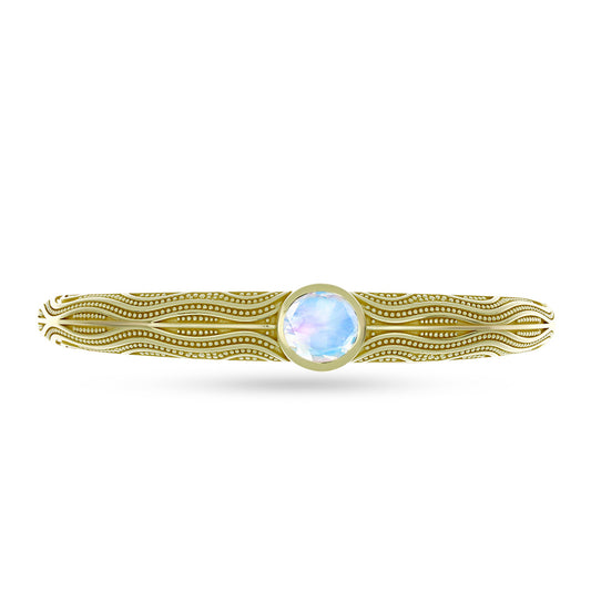Pulsera de Plata Bañada en Oro con Piedra Lunar Arco Iris