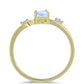 Anillo de Plata Bañada en Oro con Piedra Lunar Arco Iris y Topacio Blanco
