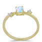 Anillo de Plata Bañada en Oro con Piedra Lunar Arco Iris y Topacio Blanco