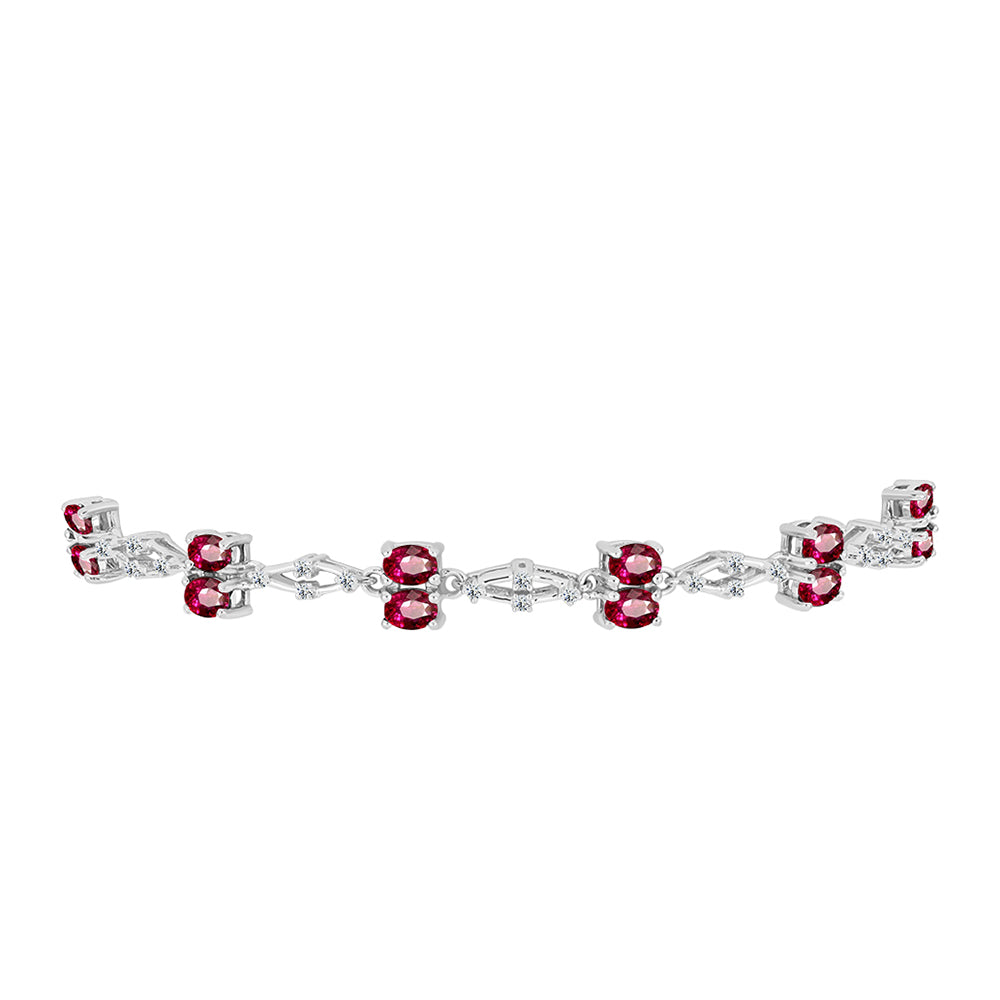 Pulsera de Plata con Rubelita de Cruzeiro y Topacio Blanco