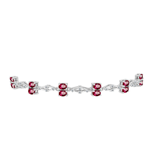 Pulsera de Plata con Rubelita de Cruzeiro y Topacio Blanco
