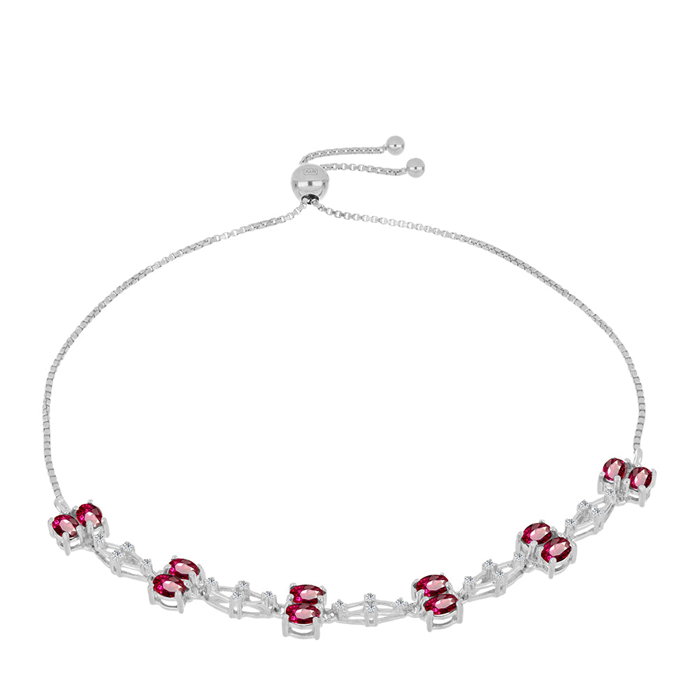 Pulsera de Plata con Rubelita de Cruzeiro y Topacio Blanco 1 