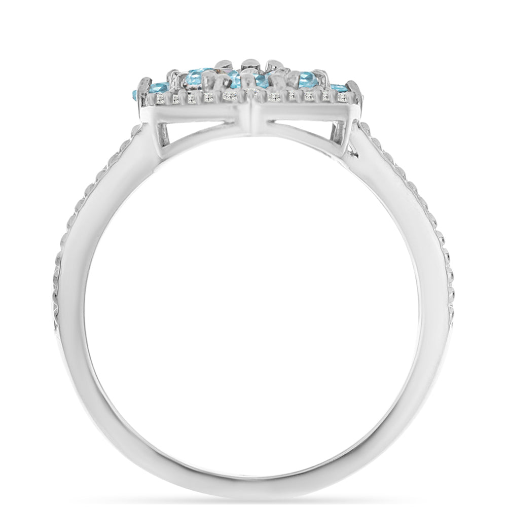 Anillo de Plata con Apatita Azul Cielo y Topacio Blanco 2 