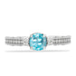 Anillo de Plata con Apatita Azul Cielo y Topacio Blanco