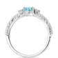 Anillo de Plata con Apatita Azul Cielo y Topacio Blanco