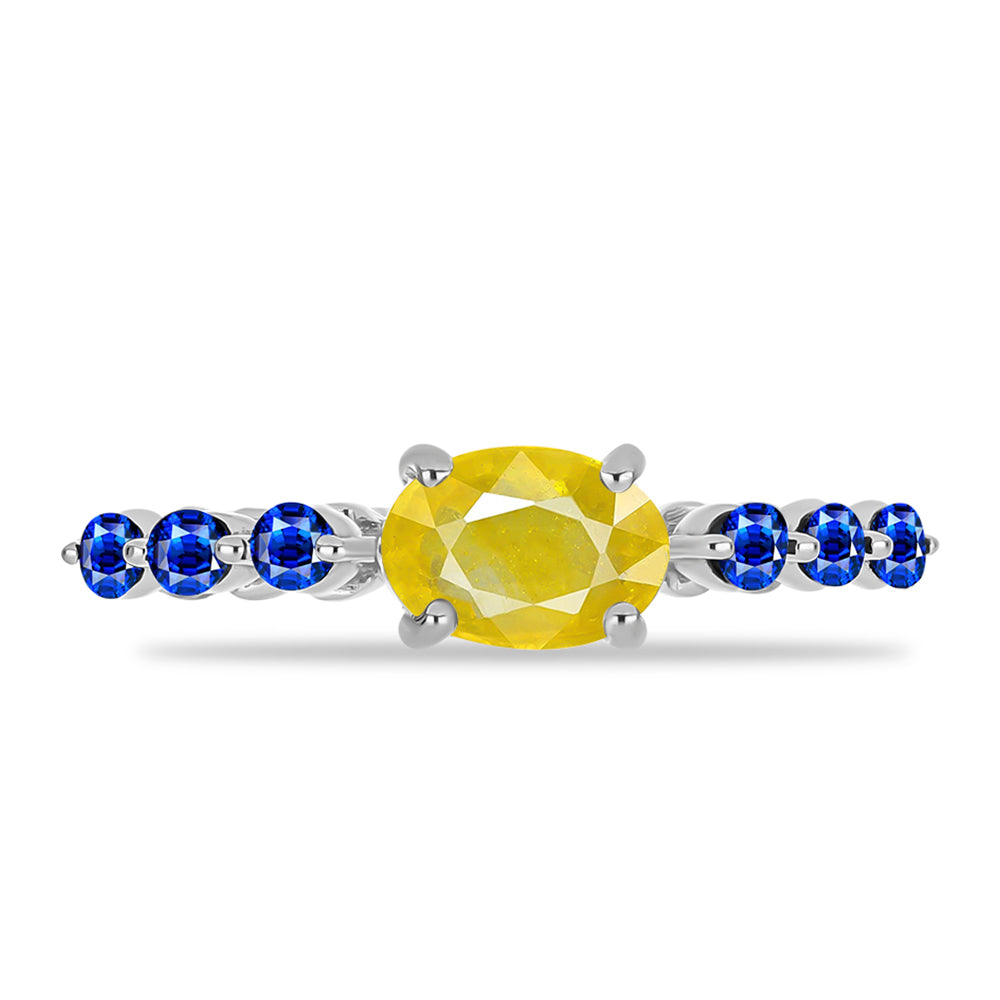 Anillo de Plata con Zafiro Amarillo y Zafiro azul Australiano 1 