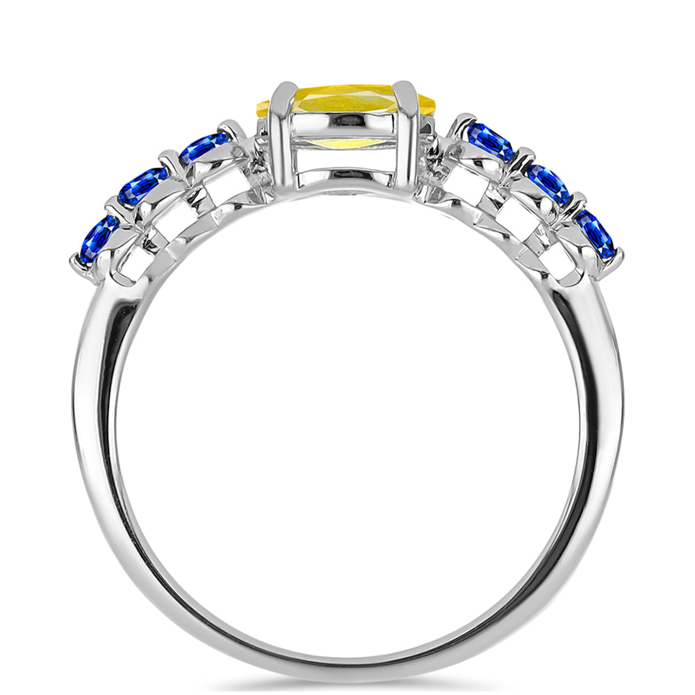 Anillo de Plata con Zafiro Amarillo y Zafiro azul Australiano 2 