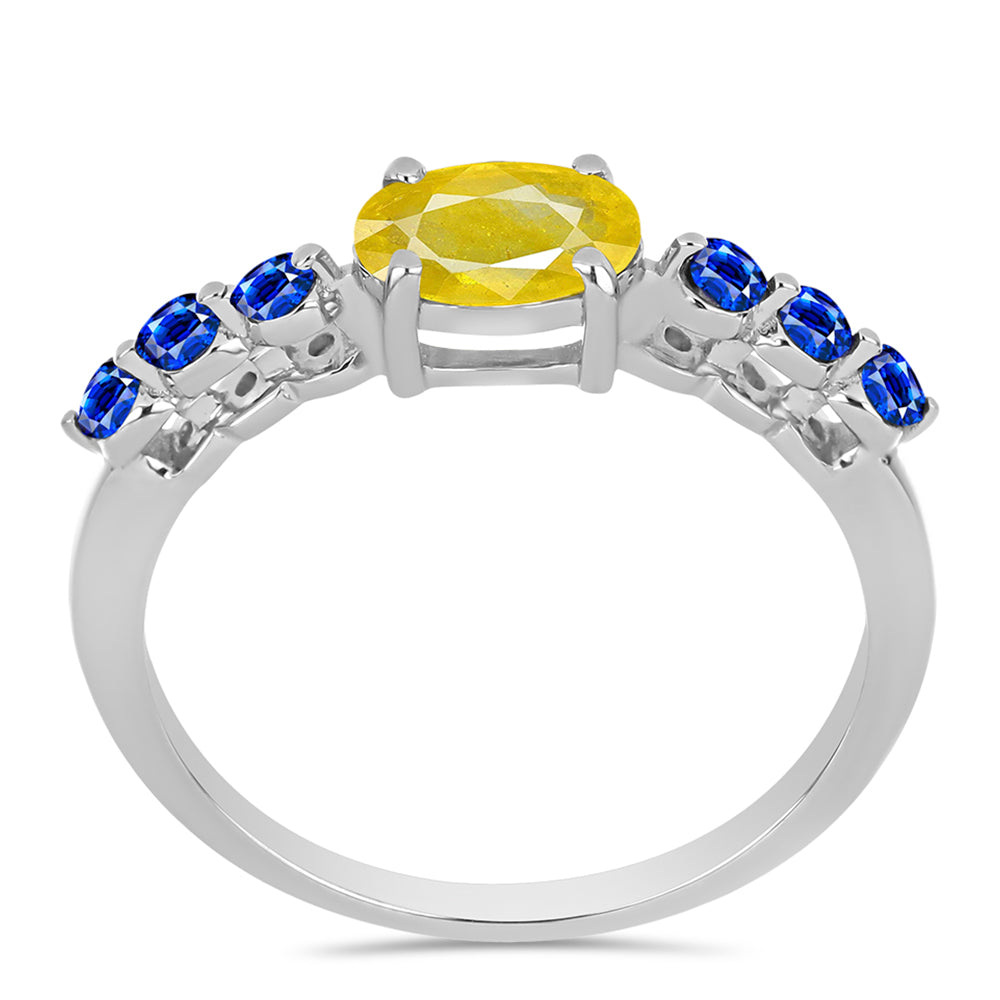 Anillo de Plata con Zafiro Amarillo y Zafiro azul Australiano 3 