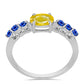 Anillo de Plata con Zafiro Amarillo y Zafiro azul Australiano