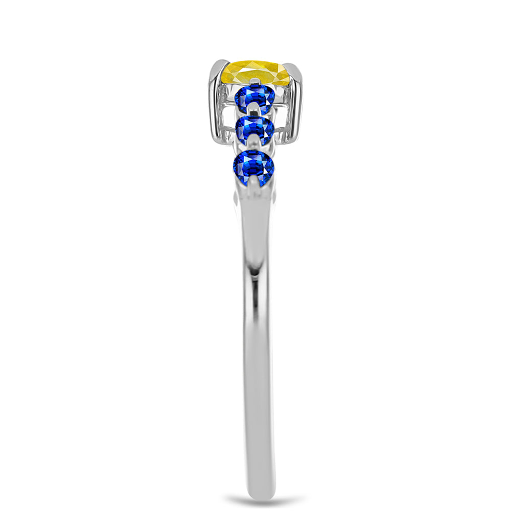 Anillo de Plata con Zafiro Amarillo y Zafiro azul Australiano 4 