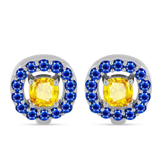 Pendientes de Plata con Zafiro Amarillo y Zafiro azul Australiano