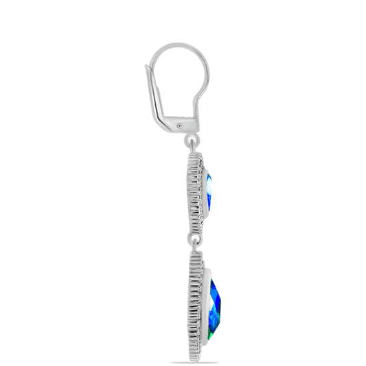 Pendientes de Plata con Cuarzo Pavo Real y Topacio Blanco