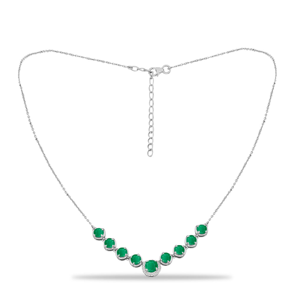 Collar de Plata con Esmeralda de Brasil y Topacio Blanco