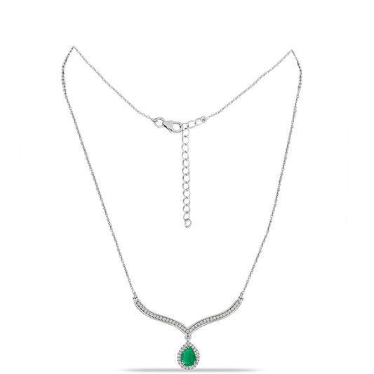 Collar de Plata con Esmeralda de Brasil y Topacio Blanco