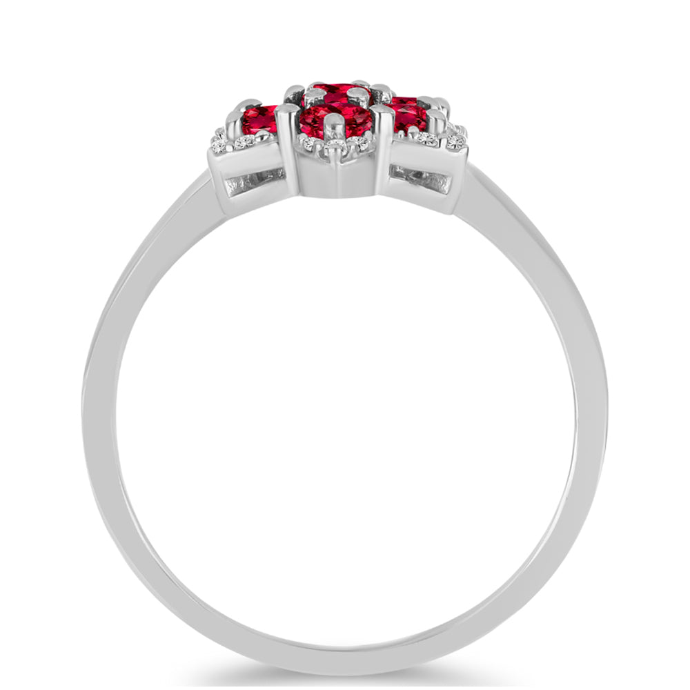 Anillo de Plata con Rubelita de Cruzeiro y Topacio Blanco
