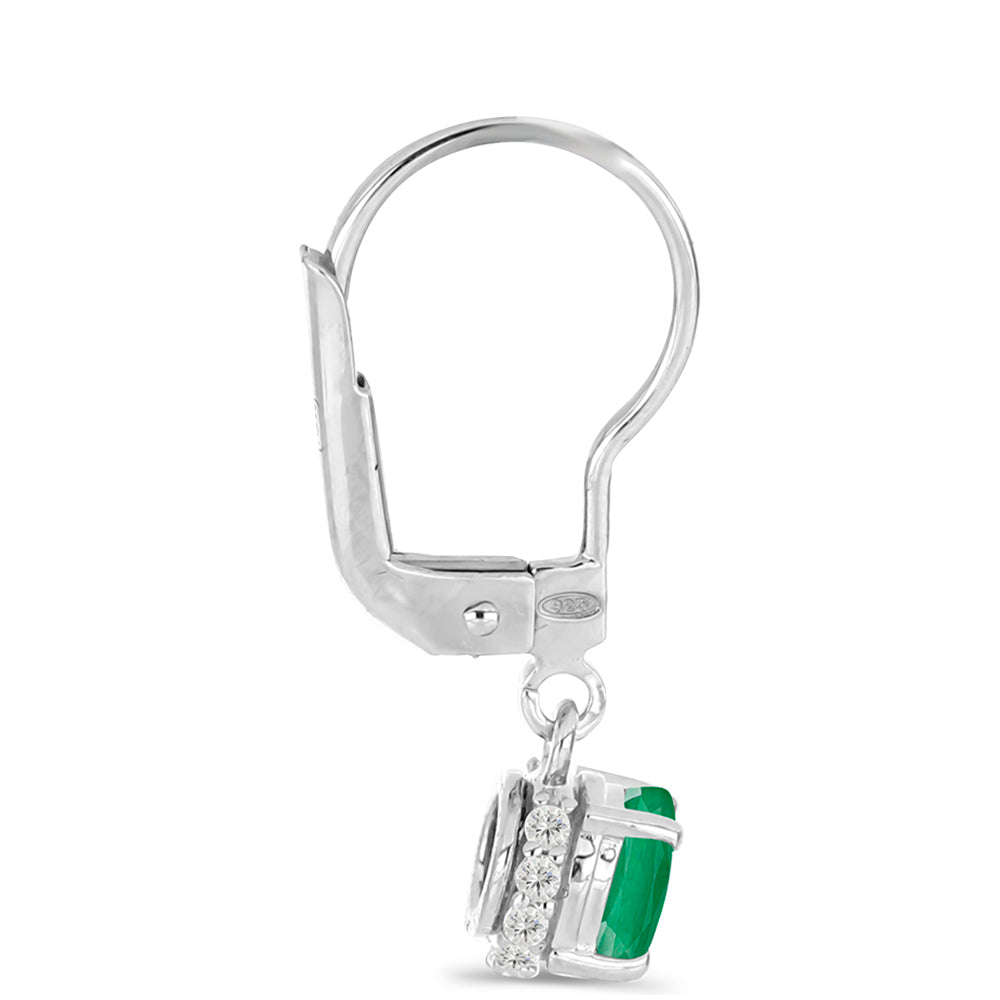 Pendientes de Plata con Esmeralda de Brasil y Topacio Blanco 2 