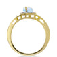 Anillo de Plata Bañada en Oro con Piedra Lunar Arco Iris y Topacio Blanco
