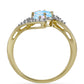 Anillo de Plata Bañada en Oro con Piedra Lunar Arco Iris y Topacio Blanco