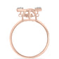 Anillo de Plata Bañada en Oro Rosa con Diamante Rosa Danzantes y Topacio Blanco