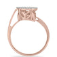 Anillo de Plata Bañada en Oro Rosa con Diamante Rosa Danzantes y Topacio Blanco