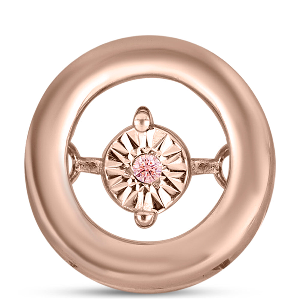 Colgante de Plata Bañada en Oro Rosa con Diamante Rosa Danzantes