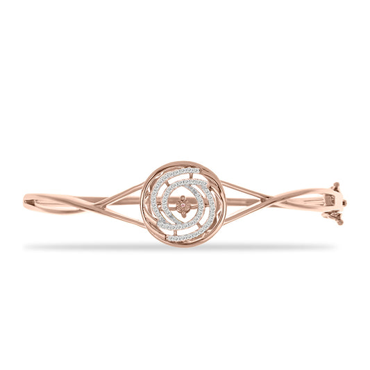 Pulsera de Plata Bañada en Oro Rosa con Diamante Rosa Danzantes y Topacio Blanco
