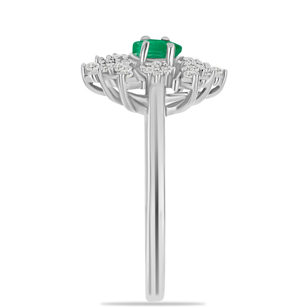 Anillo de Plata con Esmeralda de Brasil y Topacio Blanco