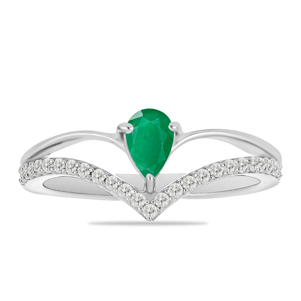 Anillo de Plata con Esmeralda de Brasil y Topacio Blanco 1 