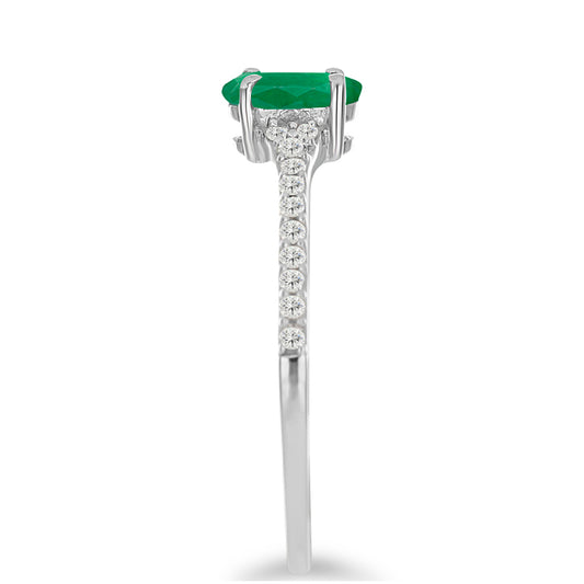 Anillo de Plata con Esmeralda de Brasil y Topacio Blanco