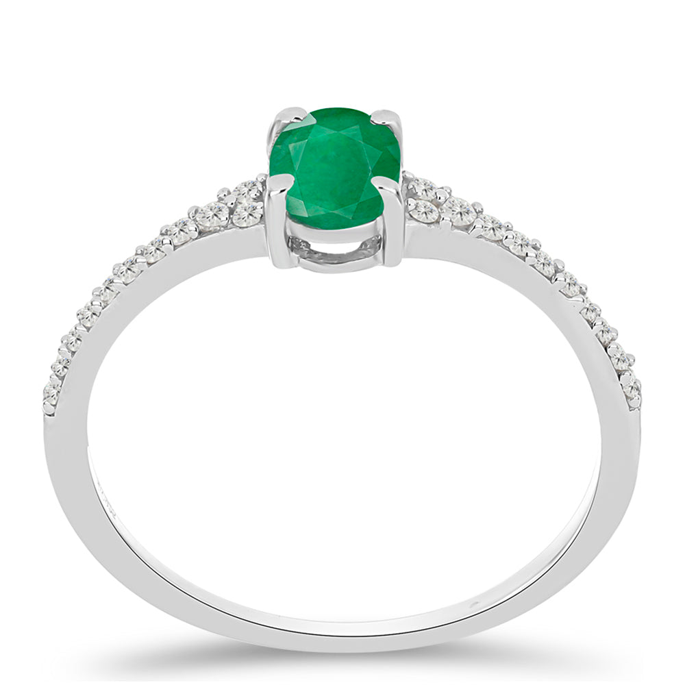 Anillo de Plata con Esmeralda de Brasil y Topacio Blanco