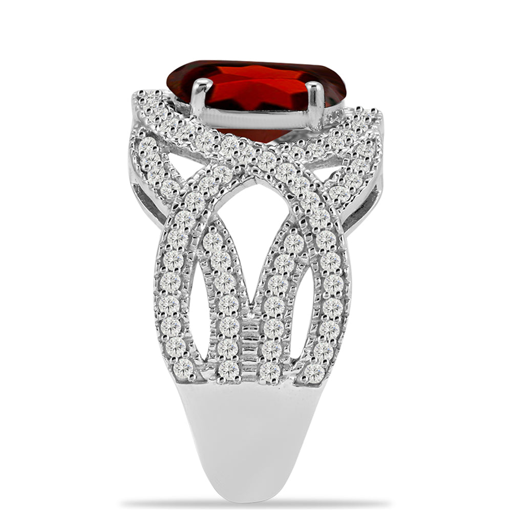 Anillo de Plata con Granate Barton y Topacio Blanco 3 