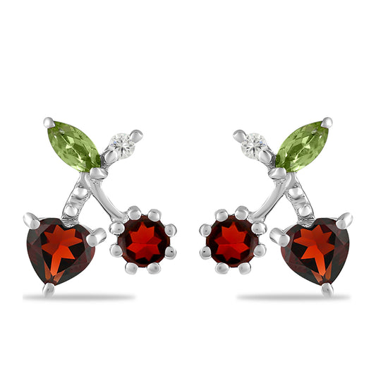 Pendientes de Plata con Granate Barton y Peridoto de Changbai