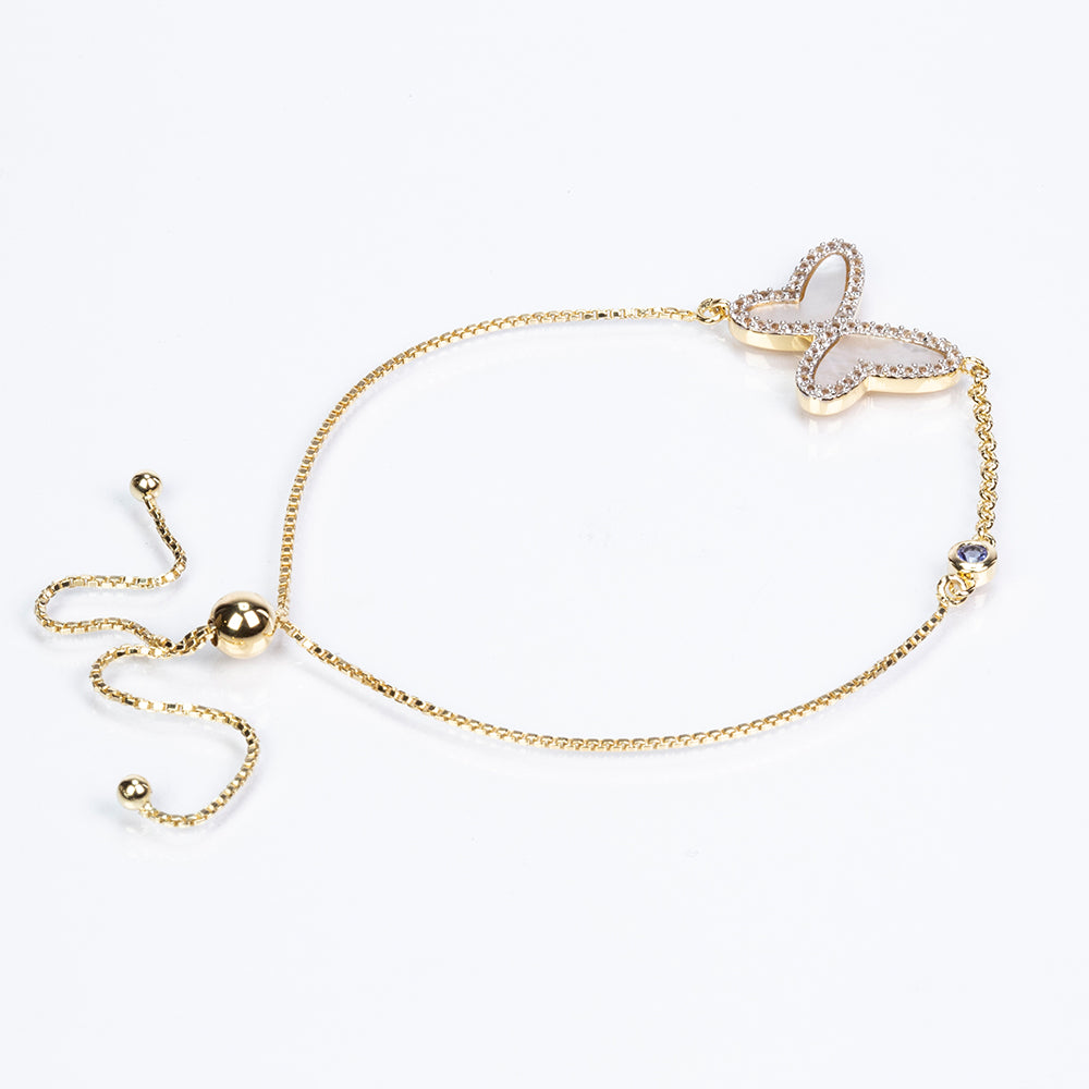 Pulsera de Plata Bañada en Oro con Tanzanita AAA y Madreperla 4 