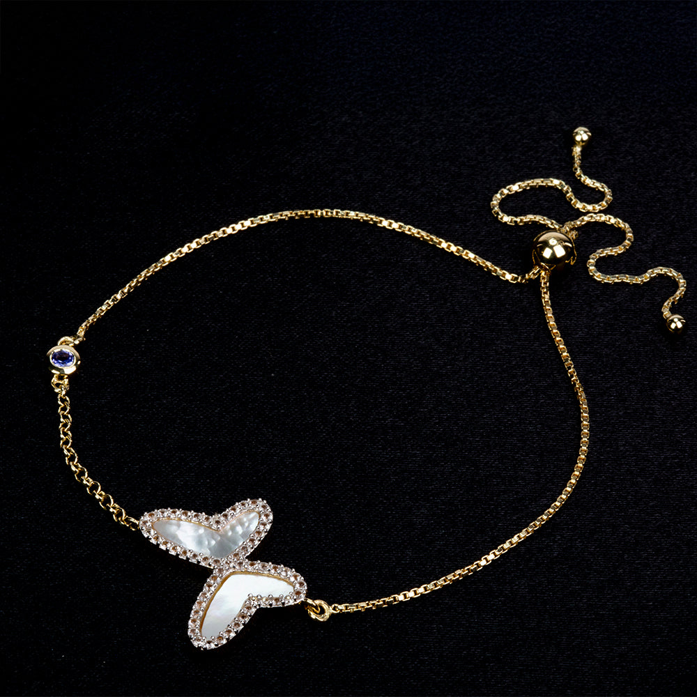 Pulsera de Plata Bañada en Oro con Tanzanita AAA y Madreperla 1 