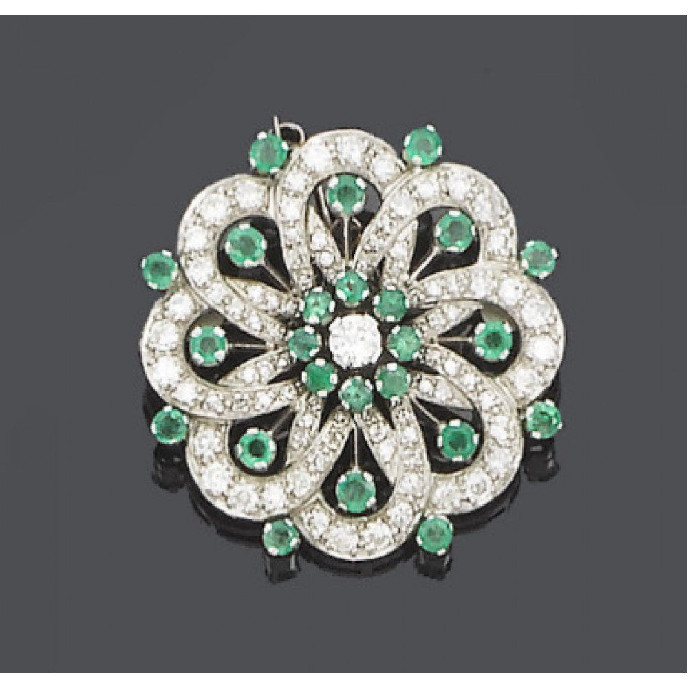 Broche de Plata con Diópsido de Cromo y Topacio Blanco 1 