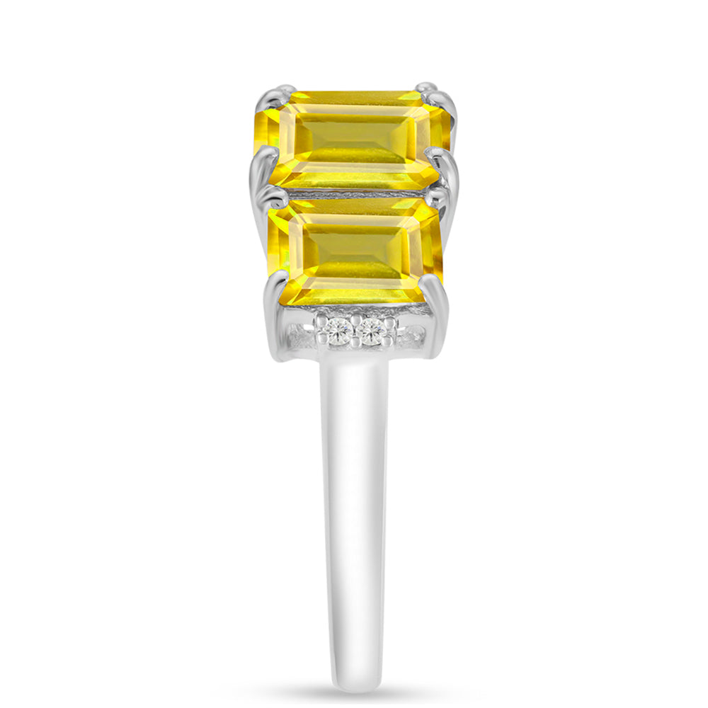 Anillo de Plata con Citrino de los Montes Urales y Topacio Blanco 4 