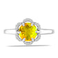 Anillo de Plata con Citrino de los Montes Urales y Topacio Blanco