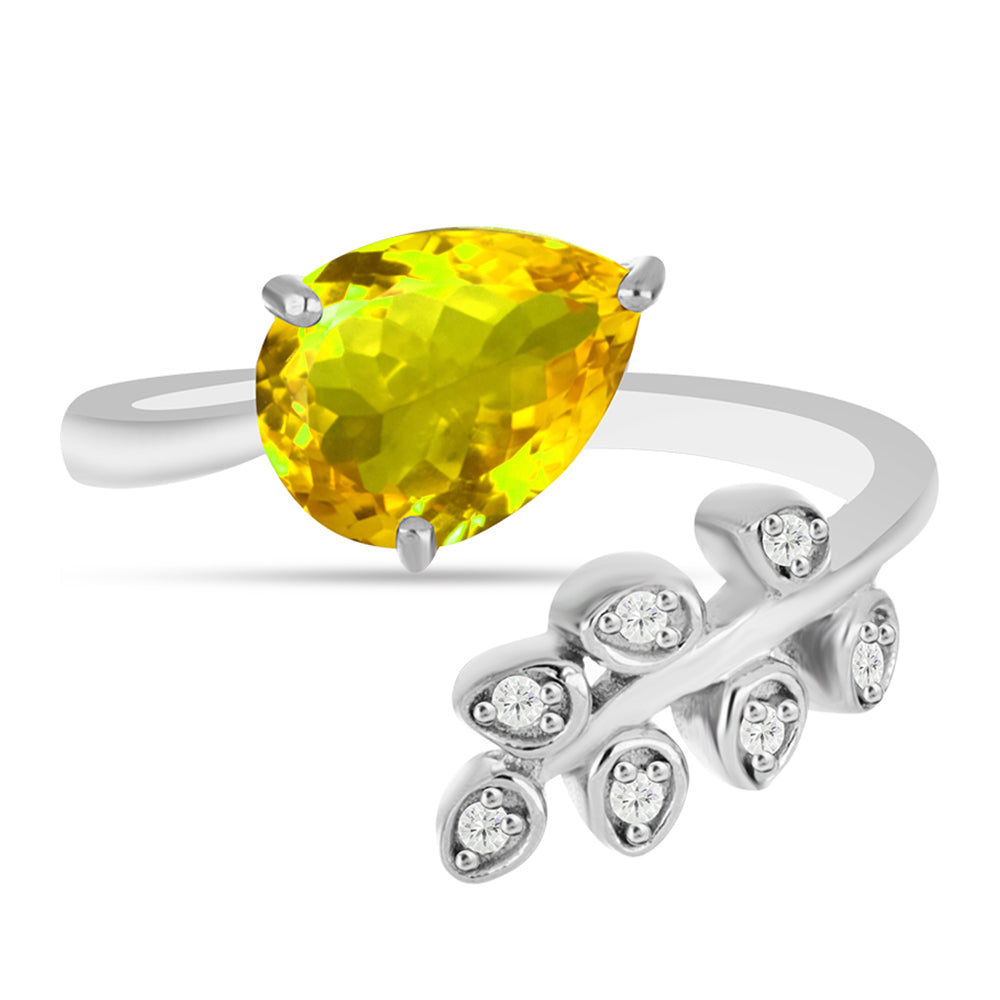 Anillo de Plata con Citrino de los Montes Urales y Topacio Blanco 1 