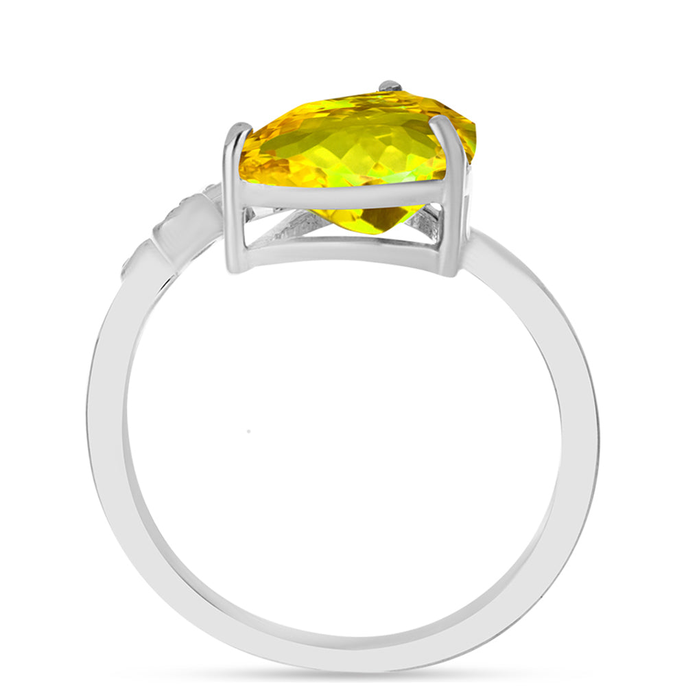 Anillo de Plata con Citrino de los Montes Urales y Topacio Blanco
