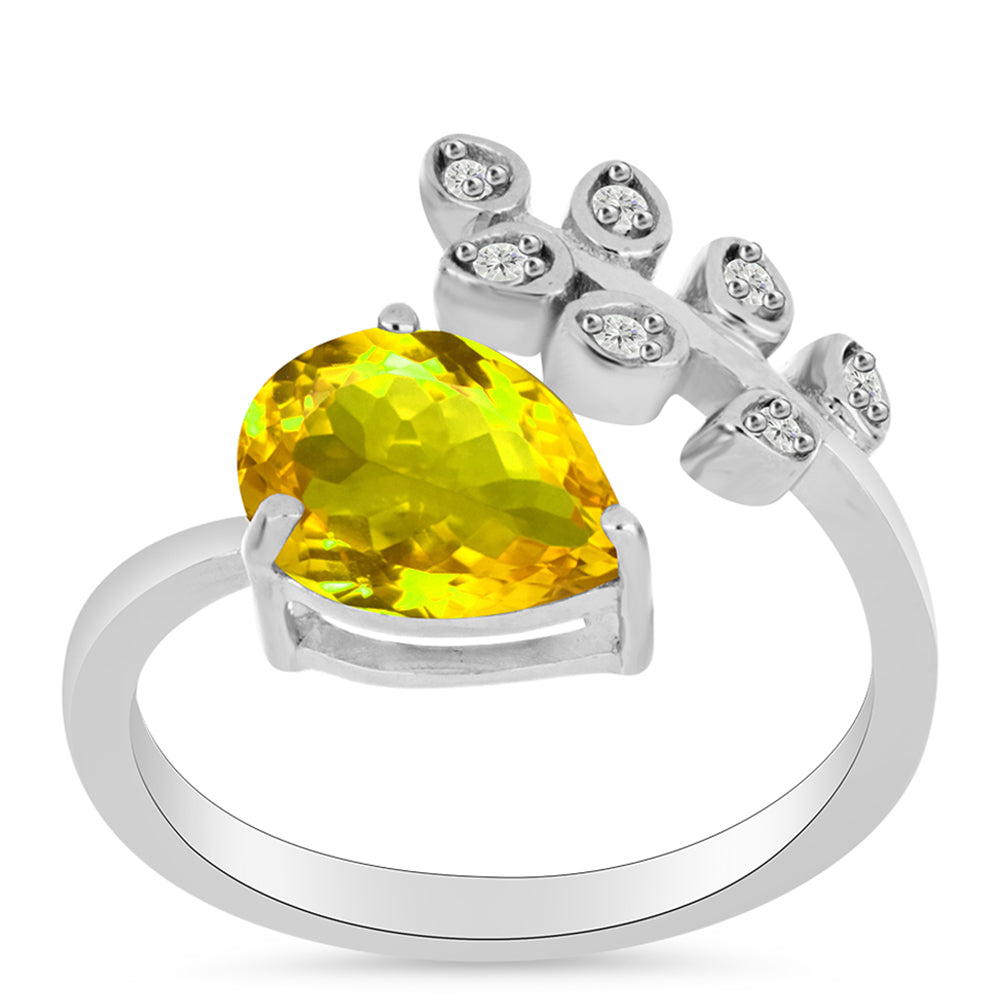 Anillo de Plata con Citrino de los Montes Urales y Topacio Blanco 3 