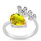 Anillo de Plata con Citrino de los Montes Urales y Topacio Blanco