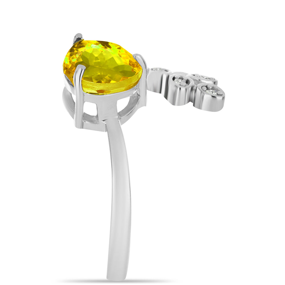 Anillo de Plata con Citrino de los Montes Urales y Topacio Blanco 4 