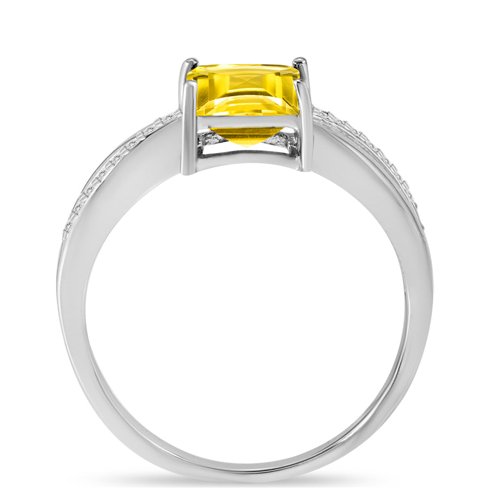 Anillo de Plata con Citrino de los Montes Urales y Topacio Blanco 2 