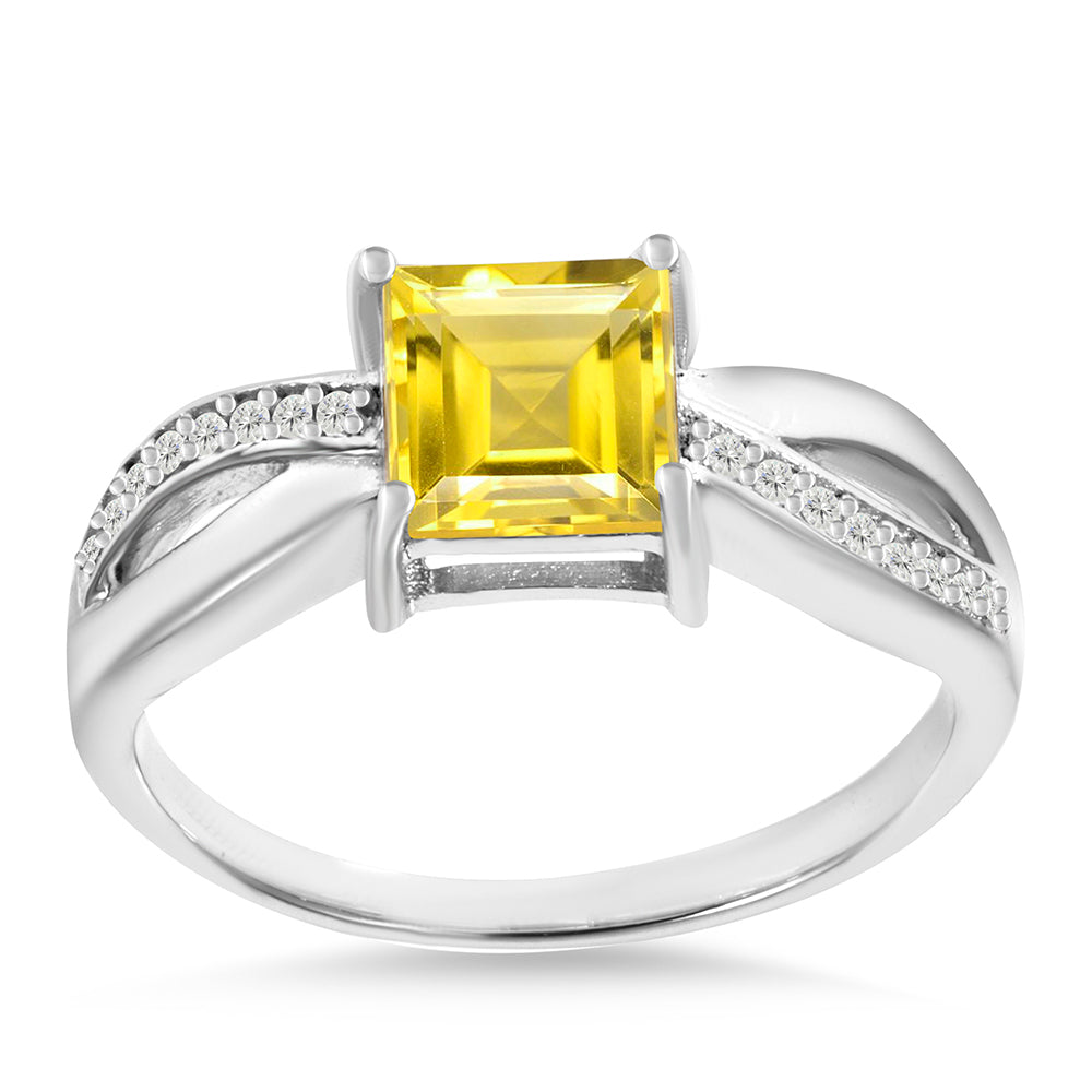 Anillo de Plata con Citrino de los Montes Urales y Topacio Blanco 3 